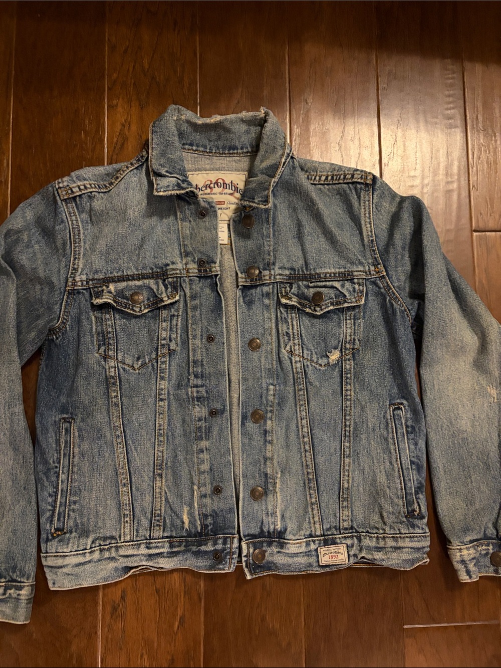 Abercrombie & Fitch Vintage Denim Trucker Jacket 100% Cotton Large